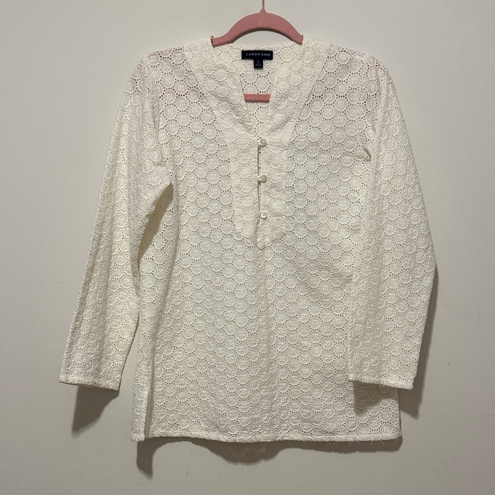 Lands' End Ivory Lace Blouse